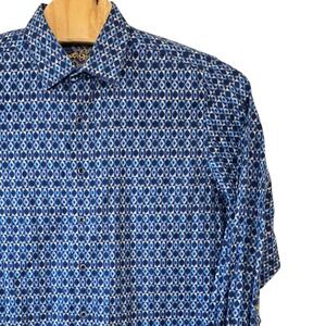Robert Graham Men's Blue Geometric Print Classic Fit Long Sleeve Shirt